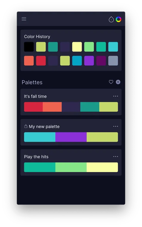 Swach filled with selected colors and palettes.