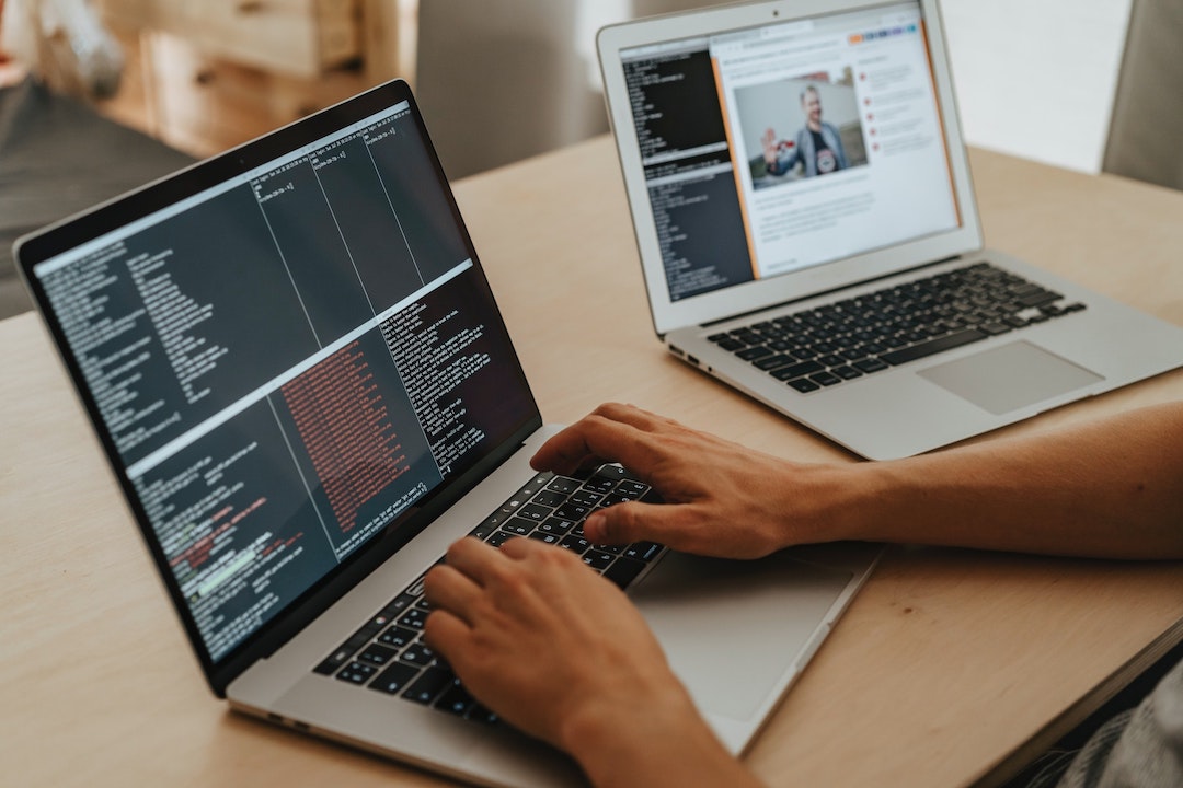 Digital nomad working on laptop